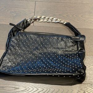 Imoshion Black Leather Shoulder Bag with Gold Studs.